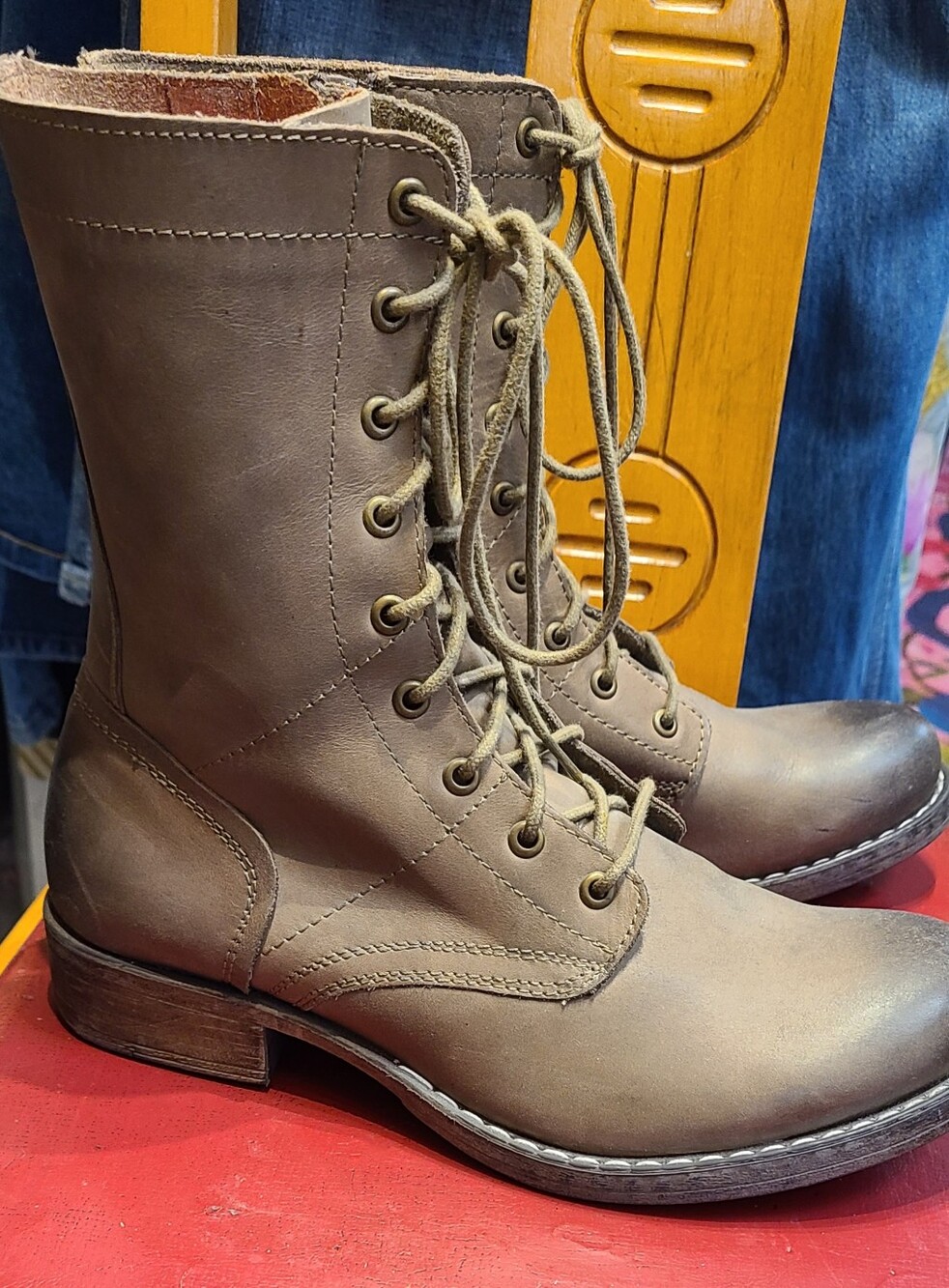 Ronson's Lace-Up Brown Leather Combat Boots